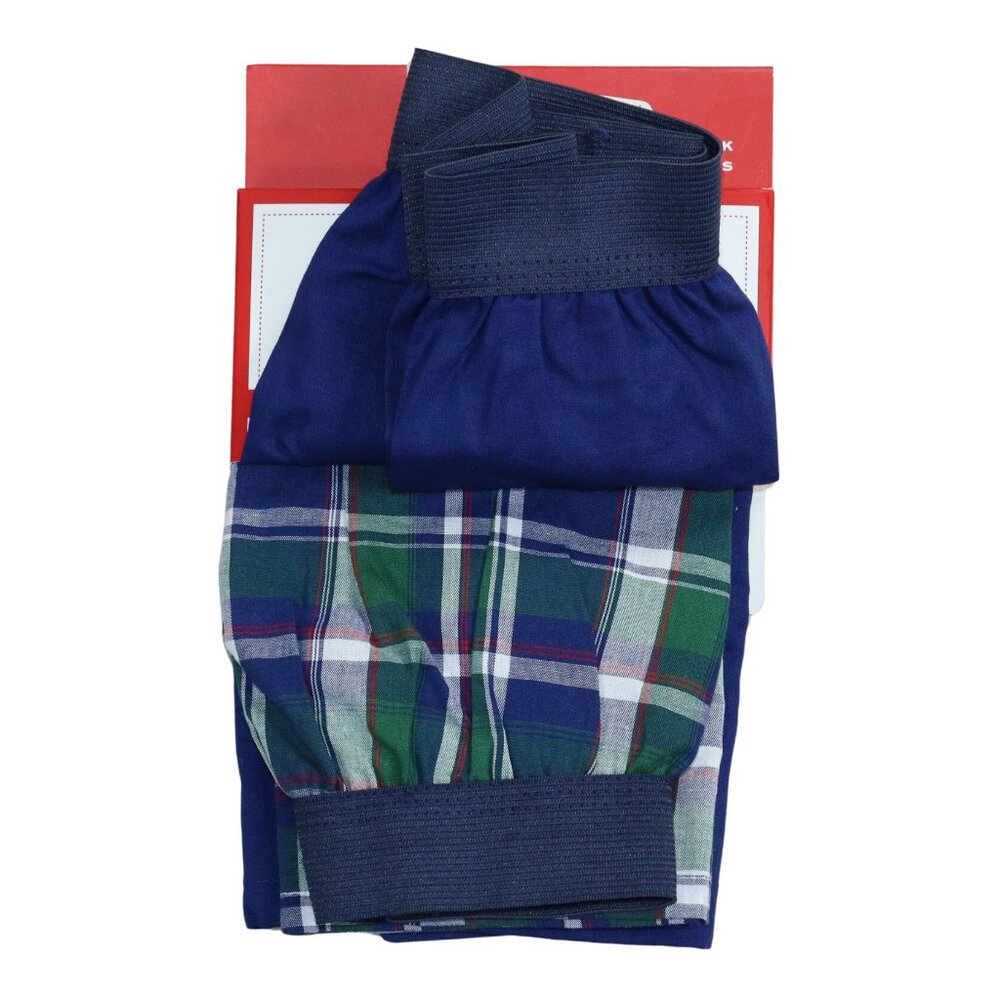 Club Room 2-Pack Tagless 100% Cotton Men's Boxers NWT Pompadour Blue & Plaid